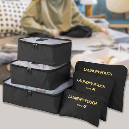 Packing Cubes 6 Set Travel Essentials for Carry on Luggage Organizers Suitcase Travel Accessories (Blcak)