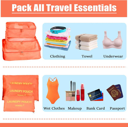Packing Cubes 6 Set Travel Essentials for Carry on Luggage Organizers Suitcase Travel Accessories (Blcak)
