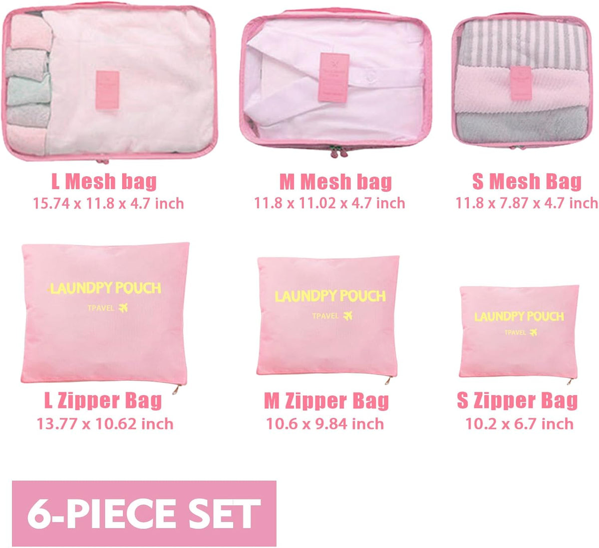 Packing Cubes 6 Set Travel Essentials for Carry on Luggage Organizers Suitcase Travel Accessories (Blcak)