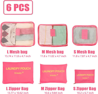 Packing Cubes 6 Set Travel Essentials for Carry on Luggage Organizers Suitcase Travel Accessories (Blcak)