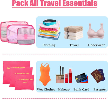 Packing Cubes 6 Set Travel Essentials for Carry on Luggage Organizers Suitcase Travel Accessories (Blcak)