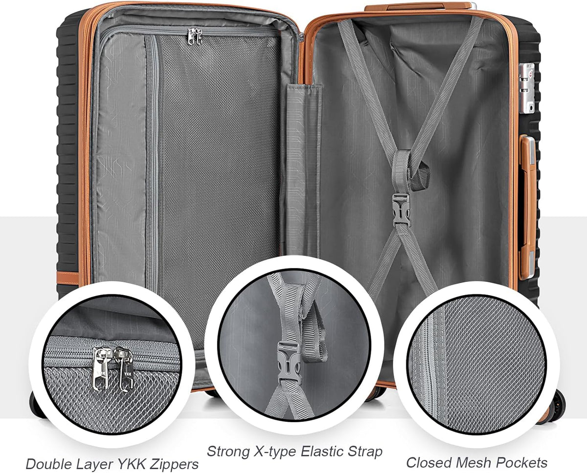Carry On Luggage 20 Inch Expandable Suitcase with Spinner Wheel, 3 Piece Hard Shell Luggage Set with TSA Lock(Navy Blue)