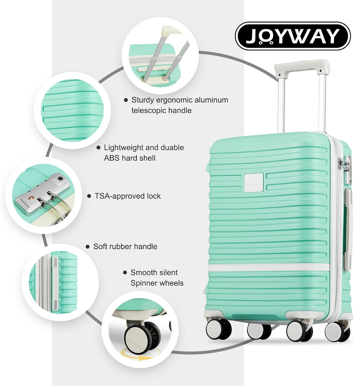 Carry On Luggage 20 Inch Expandable Suitcase with Spinner Wheel, 3 Piece Hard Shell Luggage Set with TSA Lock(Navy Blue)