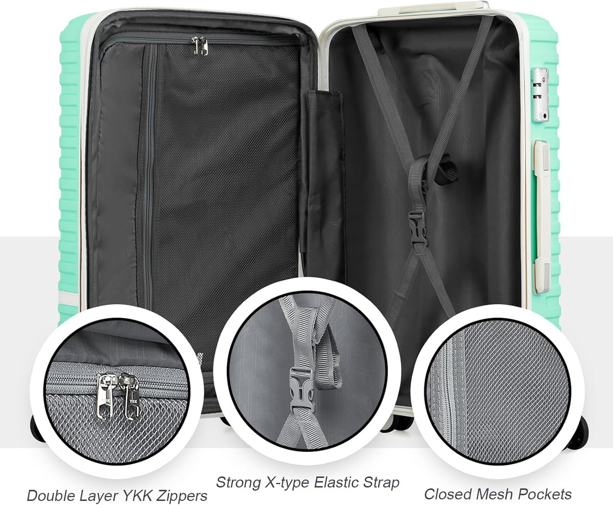 Carry On Luggage 20 Inch Expandable Suitcase with Spinner Wheel, 3 Piece Hard Shell Luggage Set with TSA Lock(Navy Blue)