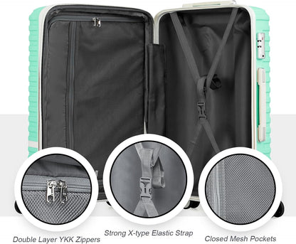 Carry On Luggage 20 Inch Expandable Suitcase with Spinner Wheel, 3 Piece Hard Shell Luggage Set with TSA Lock(Navy Blue)
