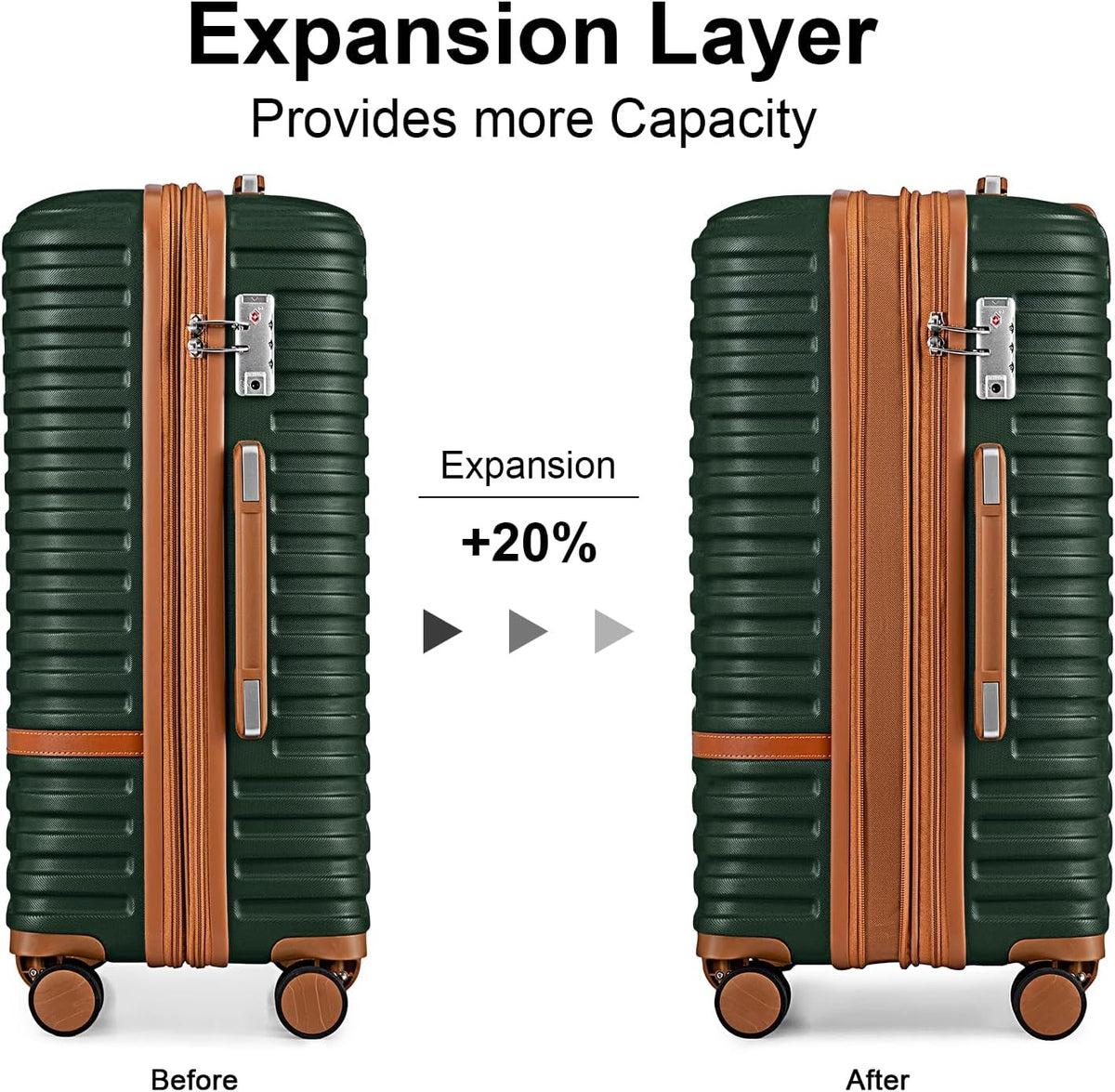 Carry On Luggage 20 Inch Expandable Suitcase with Spinner Wheel, 3 Piece Hard Shell Luggage Set with TSA Lock(Navy Blue)