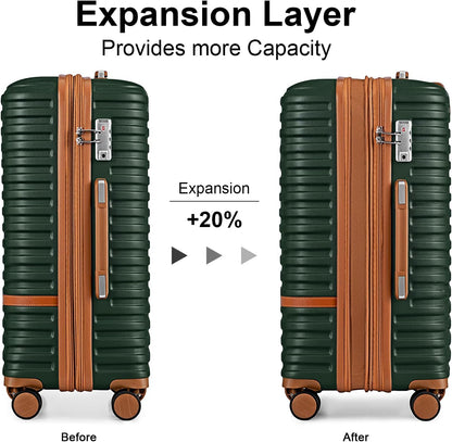 Carry On Luggage 20 Inch Expandable Suitcase with Spinner Wheel, 3 Piece Hard Shell Luggage Set with TSA Lock(Navy Blue)