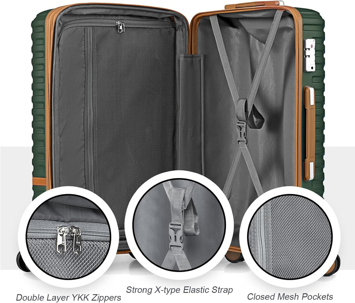 Carry On Luggage 20 Inch Expandable Suitcase with Spinner Wheel, 3 Piece Hard Shell Luggage Set with TSA Lock(Navy Blue)