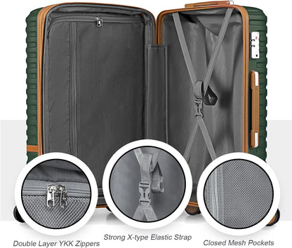 Carry On Luggage 20 Inch Expandable Suitcase with Spinner Wheel, 3 Piece Hard Shell Luggage Set with TSA Lock(Navy Blue)