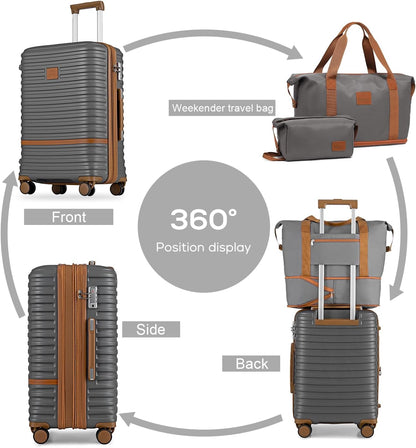 Carry On Luggage 20 Inch Expandable Suitcase with Spinner Wheel, 3 Piece Hard Shell Luggage Set with TSA Lock(Navy Blue)