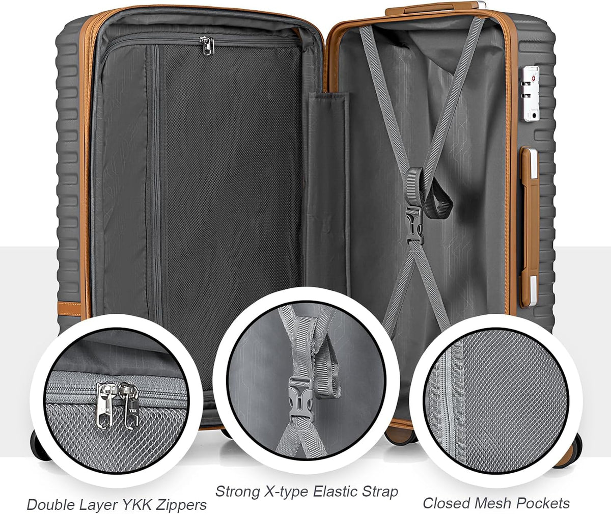 Carry On Luggage 20 Inch Expandable Suitcase with Spinner Wheel, 3 Piece Hard Shell Luggage Set with TSA Lock(Navy Blue)