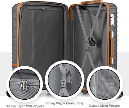 Carry On Luggage 20 Inch Expandable Suitcase with Spinner Wheel, 3 Piece Hard Shell Luggage Set with TSA Lock(Navy Blue)