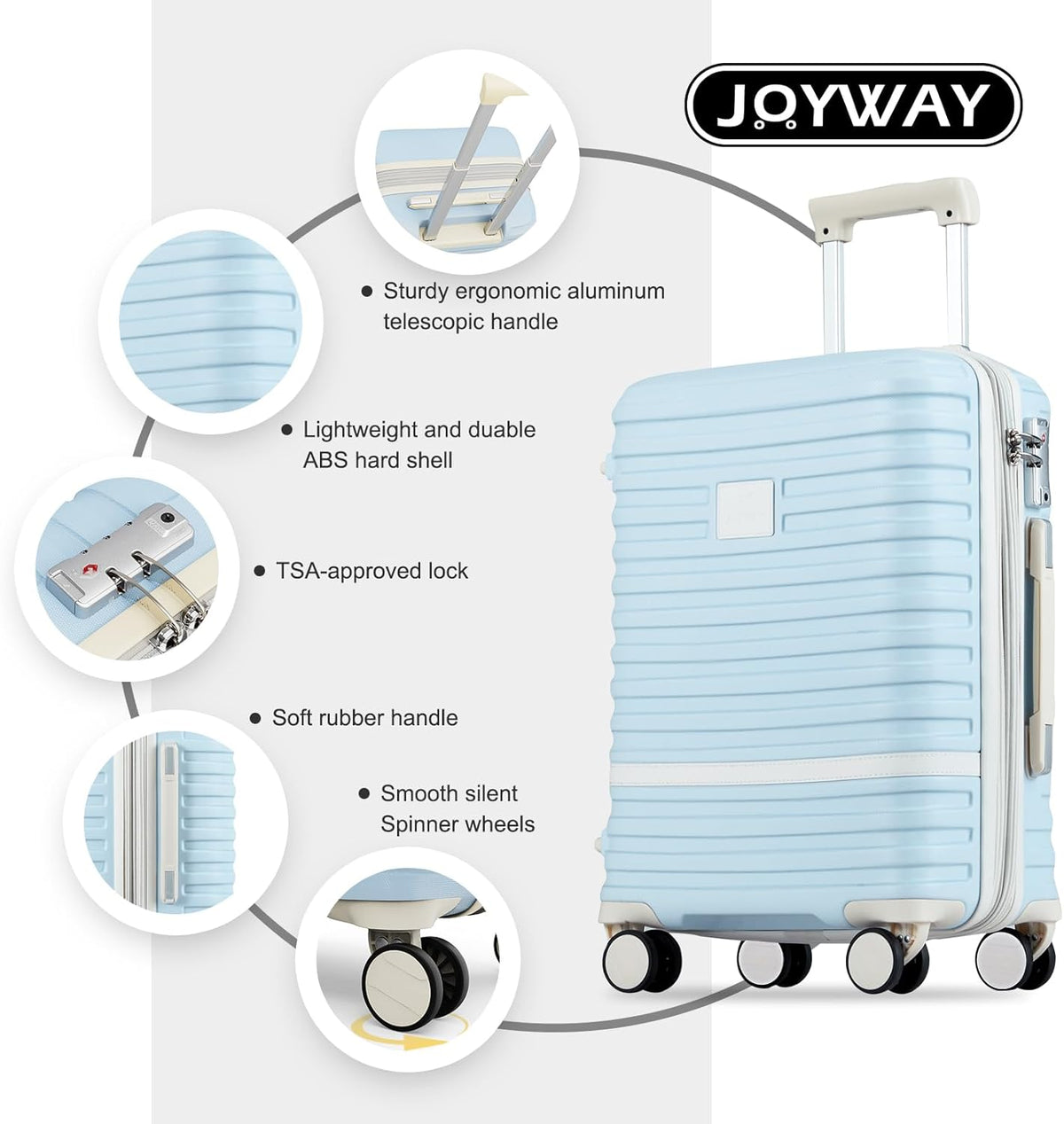 Carry On Luggage 20 Inch Expandable Suitcase with Spinner Wheel, 3 Piece Hard Shell Luggage Set with TSA Lock(Navy Blue)