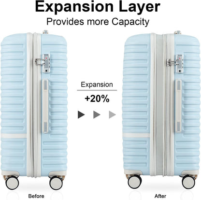 Carry On Luggage 20 Inch Expandable Suitcase with Spinner Wheel, 3 Piece Hard Shell Luggage Set with TSA Lock(Navy Blue)