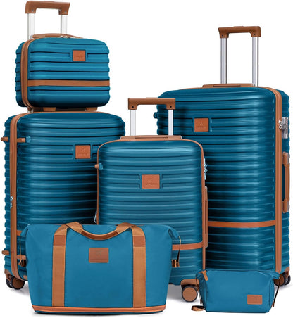 Carry On Luggage 20 Inch Expandable Suitcase with Spinner Wheel, 3 Piece Hard Shell Luggage Set with TSA Lock(Navy Blue)
