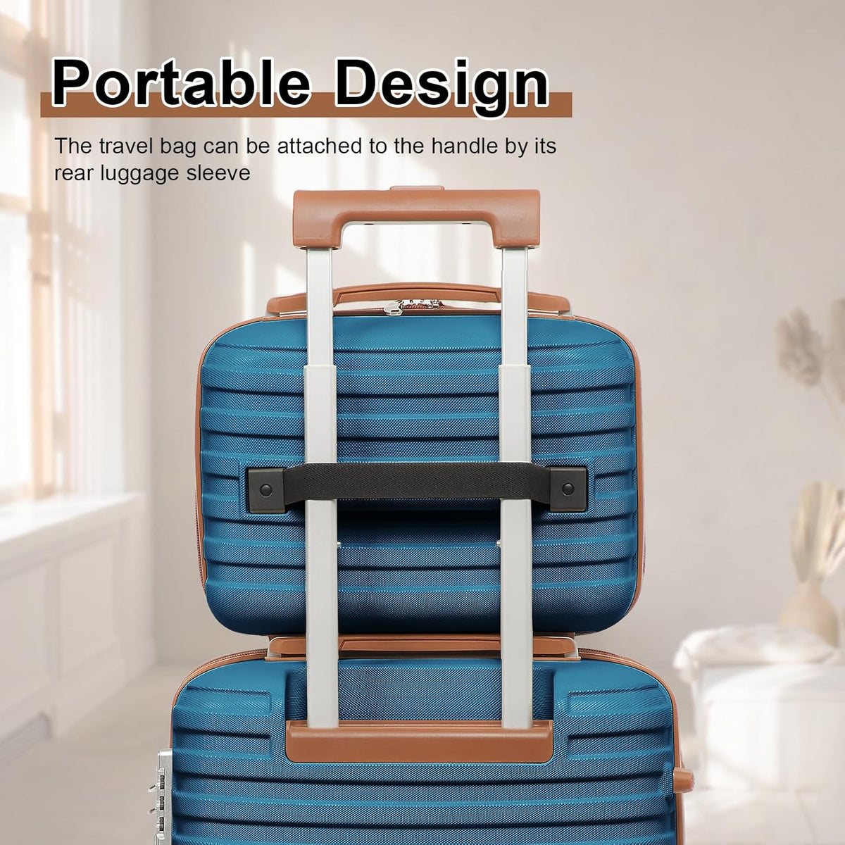 Carry On Luggage 20 Inch Expandable Suitcase with Spinner Wheel, 3 Piece Hard Shell Luggage Set with TSA Lock(Navy Blue)