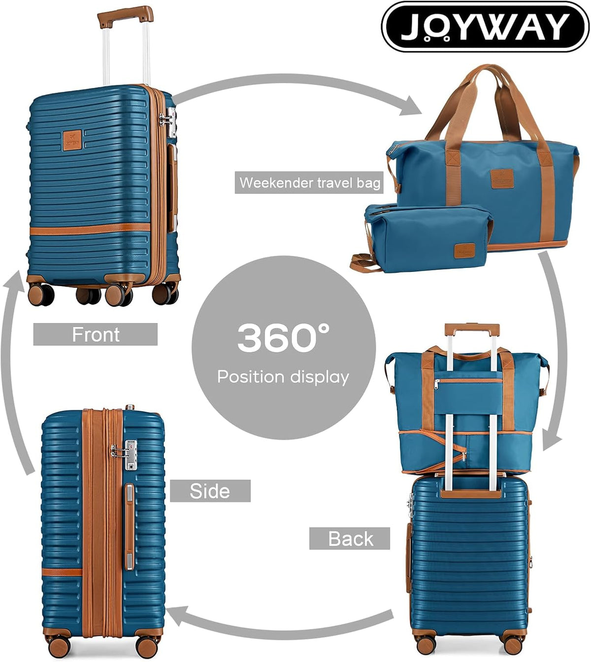 Carry On Luggage 20 Inch Expandable Suitcase with Spinner Wheel, 3 Piece Hard Shell Luggage Set with TSA Lock(Navy Blue)