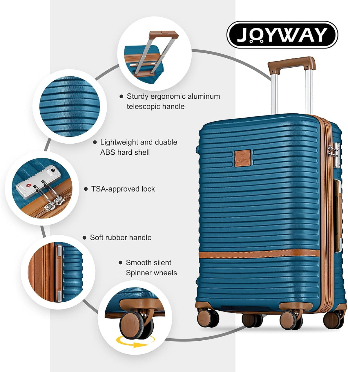 Carry On Luggage 20 Inch Expandable Suitcase with Spinner Wheel, 3 Piece Hard Shell Luggage Set with TSA Lock(Navy Blue)