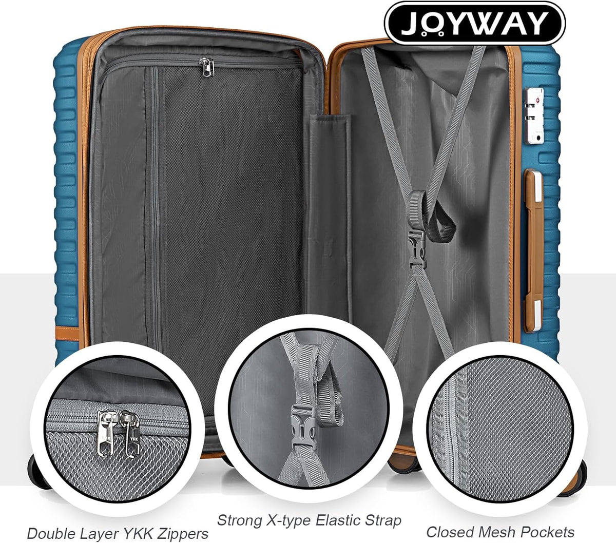 Carry On Luggage 20 Inch Expandable Suitcase with Spinner Wheel, 3 Piece Hard Shell Luggage Set with TSA Lock(Navy Blue)