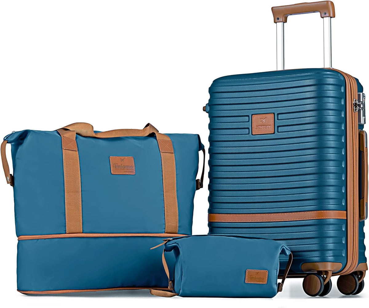 Carry On Luggage 20 Inch Expandable Suitcase with Spinner Wheel, 3 Piece Hard Shell Luggage Set with TSA Lock(Navy Blue)