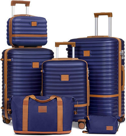 Carry On Luggage 20 Inch Expandable Suitcase with Spinner Wheel, 3 Piece Hard Shell Luggage Set with TSA Lock(Navy Blue)