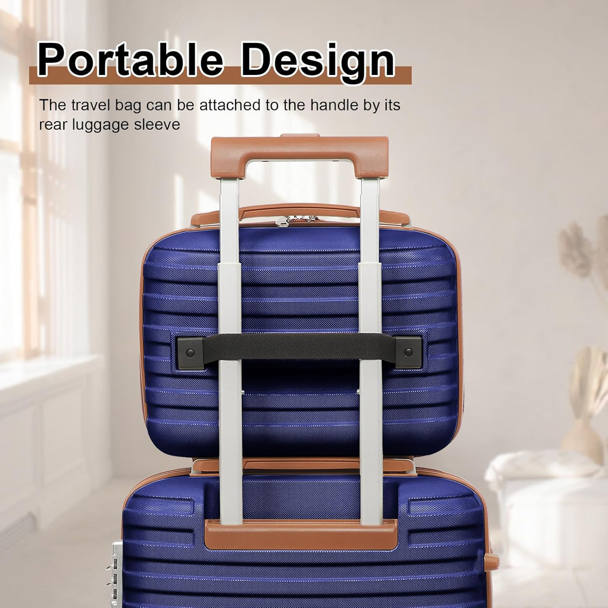 Carry On Luggage 20 Inch Expandable Suitcase with Spinner Wheel, 3 Piece Hard Shell Luggage Set with TSA Lock(Navy Blue)