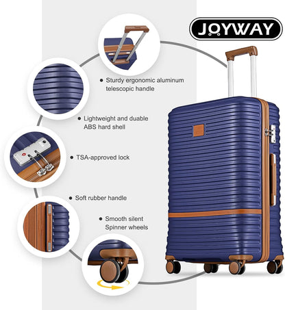 Carry On Luggage 20 Inch Expandable Suitcase with Spinner Wheel, 3 Piece Hard Shell Luggage Set with TSA Lock(Navy Blue)
