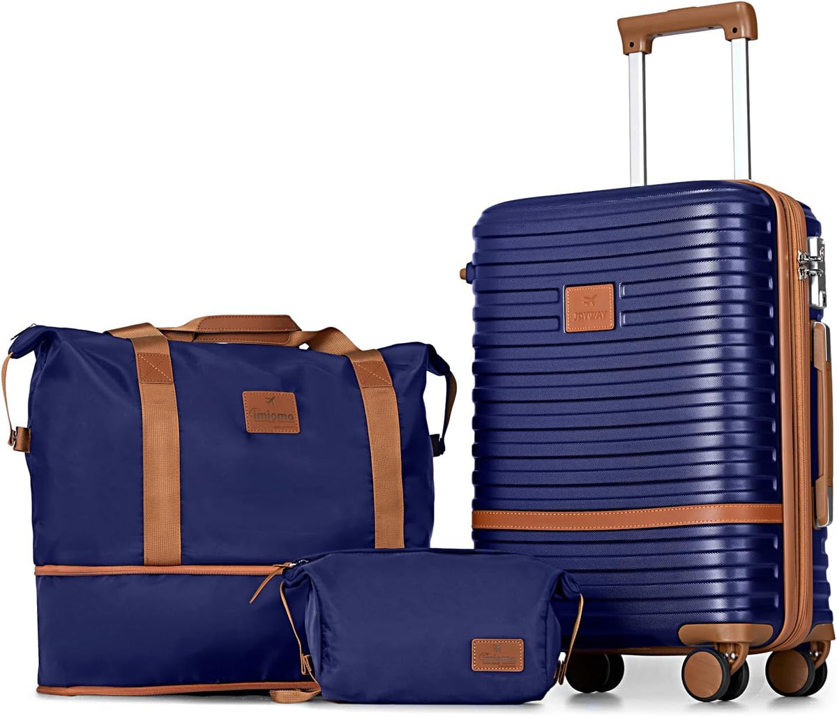 Carry On Luggage 20 Inch Expandable Suitcase with Spinner Wheel, 3 Piece Hard Shell Luggage Set with TSA Lock(Navy Blue)