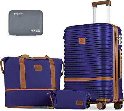 Carry On Luggage 20 Inch Expandable Suitcase with Spinner Wheel, 3 Piece Hard Shell Luggage Set with TSA Lock(Navy Blue)