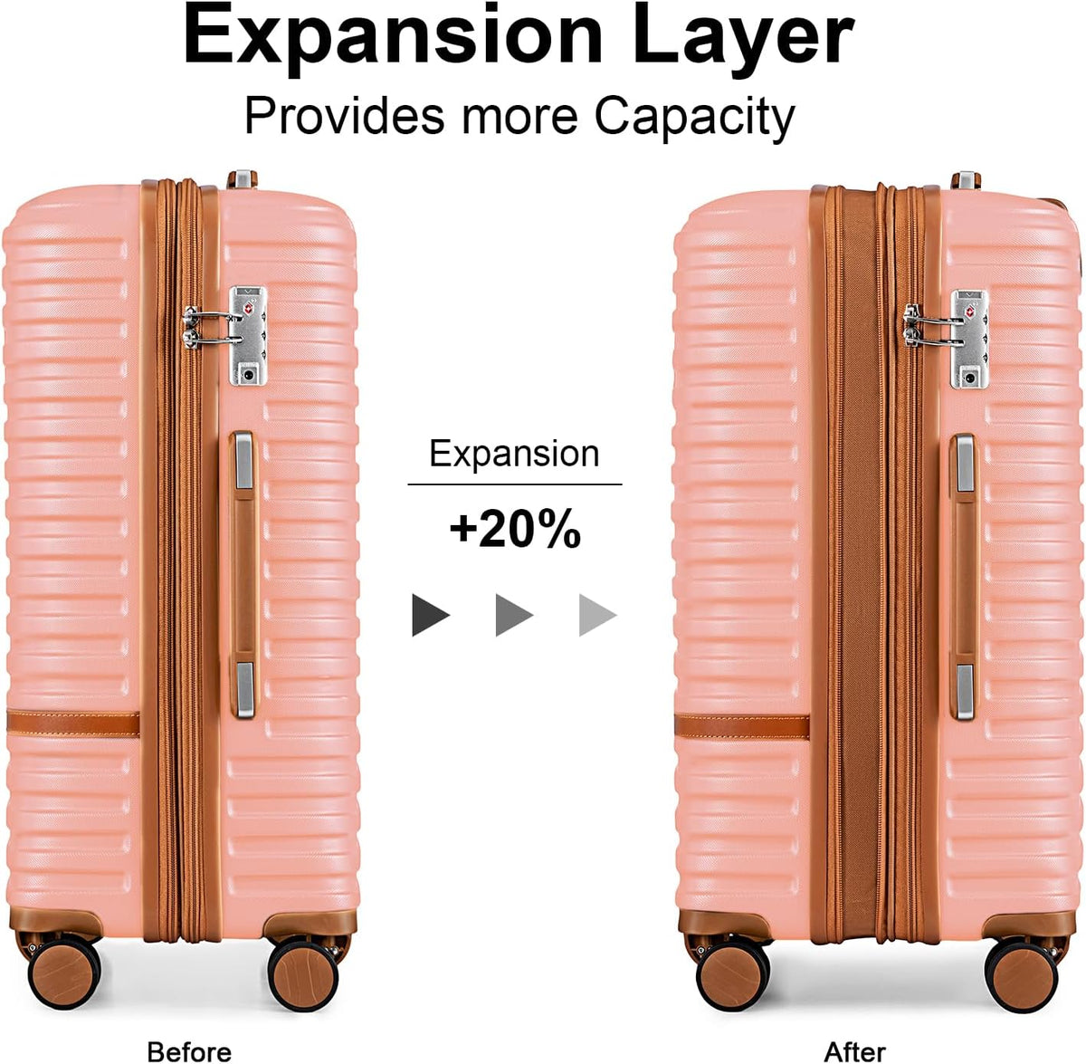 Carry On Luggage 20 Inch Expandable Suitcase with Spinner Wheel, 3 Piece Hard Shell Luggage Set with TSA Lock(Navy Blue)