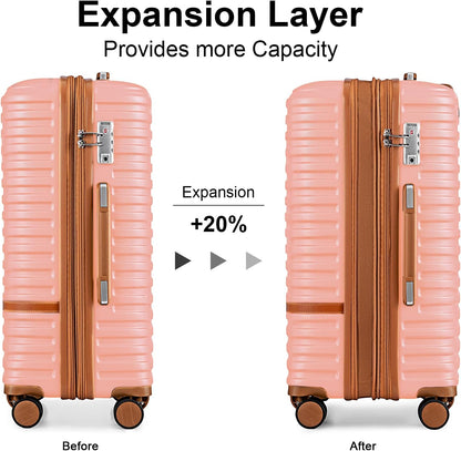 Carry On Luggage 20 Inch Expandable Suitcase with Spinner Wheel, 3 Piece Hard Shell Luggage Set with TSA Lock(Navy Blue)