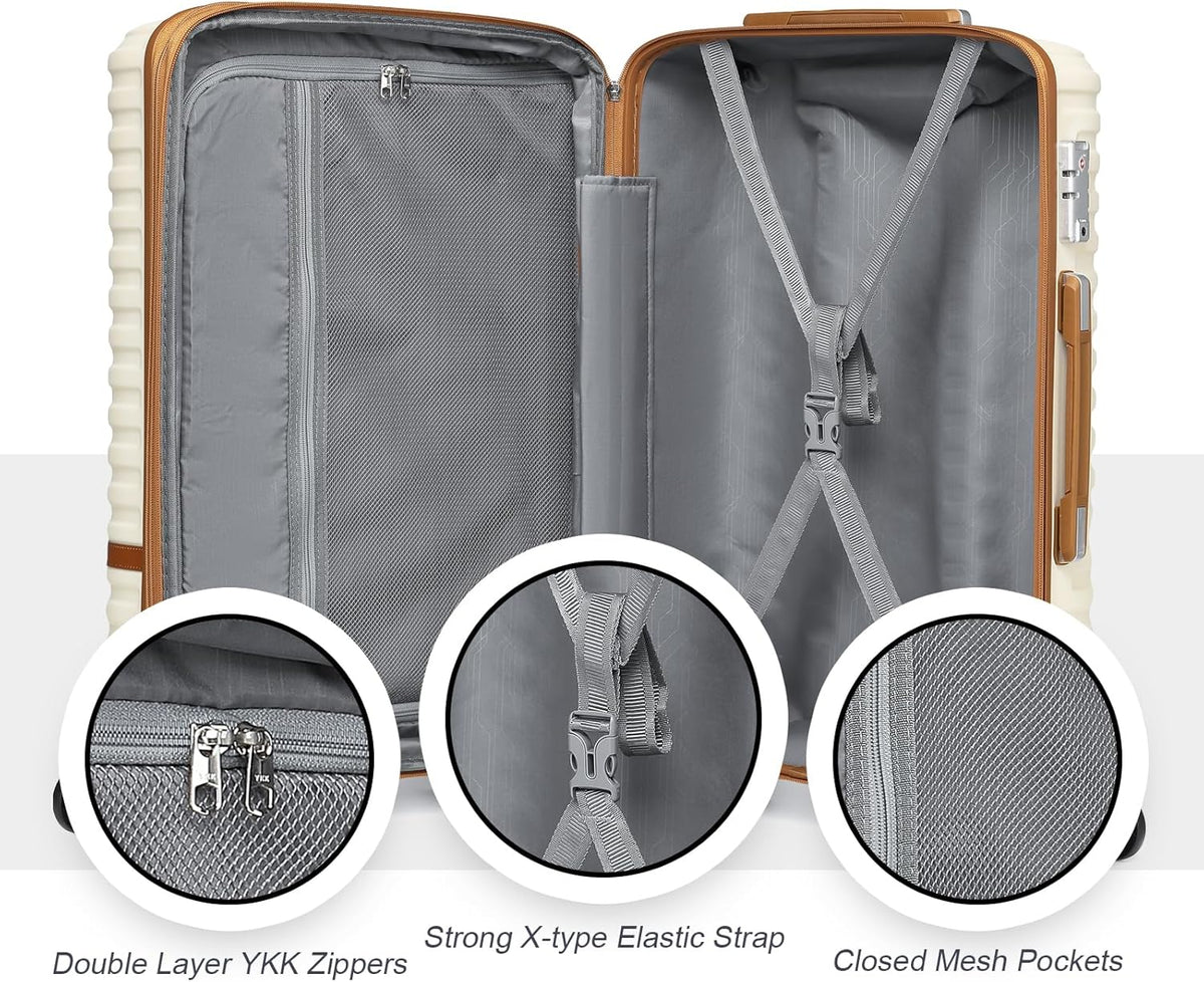 Carry On Luggage 20 Inch Expandable Suitcase with Spinner Wheel, 3 Piece Hard Shell Luggage Set with TSA Lock(Navy Blue)