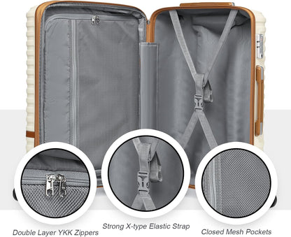 Carry On Luggage 20 Inch Expandable Suitcase with Spinner Wheel, 3 Piece Hard Shell Luggage Set with TSA Lock(Navy Blue)