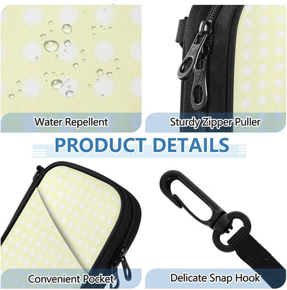 Travel Doc Organizer 21×14×3 CM | Polyester Oxford Pen Loop Detachable Strap for Adults Daily Use Pale Yellow Polka Dot