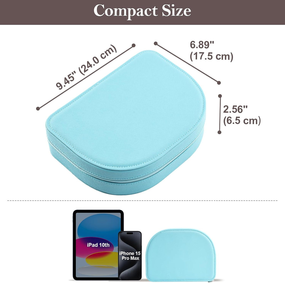 Travel Size Jewelry Box, Medium Portable Seashell-Shaped Jewelry Case, 2 Layer Jewelry Organizer in PU Leather for Women -Black