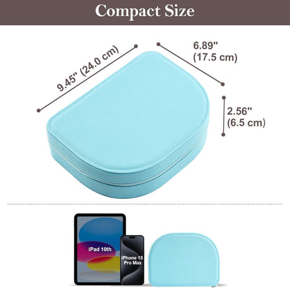Travel Size Jewelry Box, Medium Portable Seashell-Shaped Jewelry Case, 2 Layer Jewelry Organizer in PU Leather for Women -Black