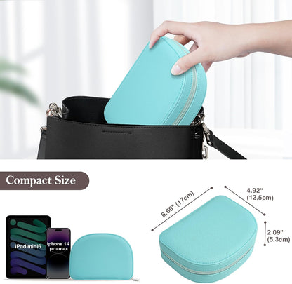 Travel Size Jewelry Box, Medium Portable Seashell-Shaped Jewelry Case, 2 Layer Jewelry Organizer in PU Leather for Women -Black