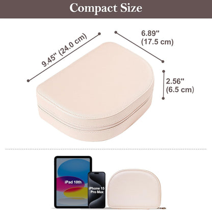Travel Size Jewelry Box, Medium Portable Seashell-Shaped Jewelry Case, 2 Layer Jewelry Organizer in PU Leather for Women -Black