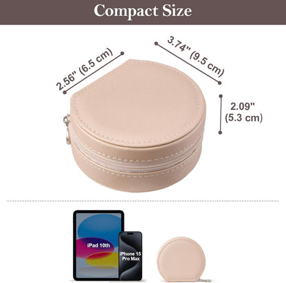 Travel Size Jewelry Box, Medium Portable Seashell-Shaped Jewelry Case, 2 Layer Jewelry Organizer in PU Leather for Women -Black