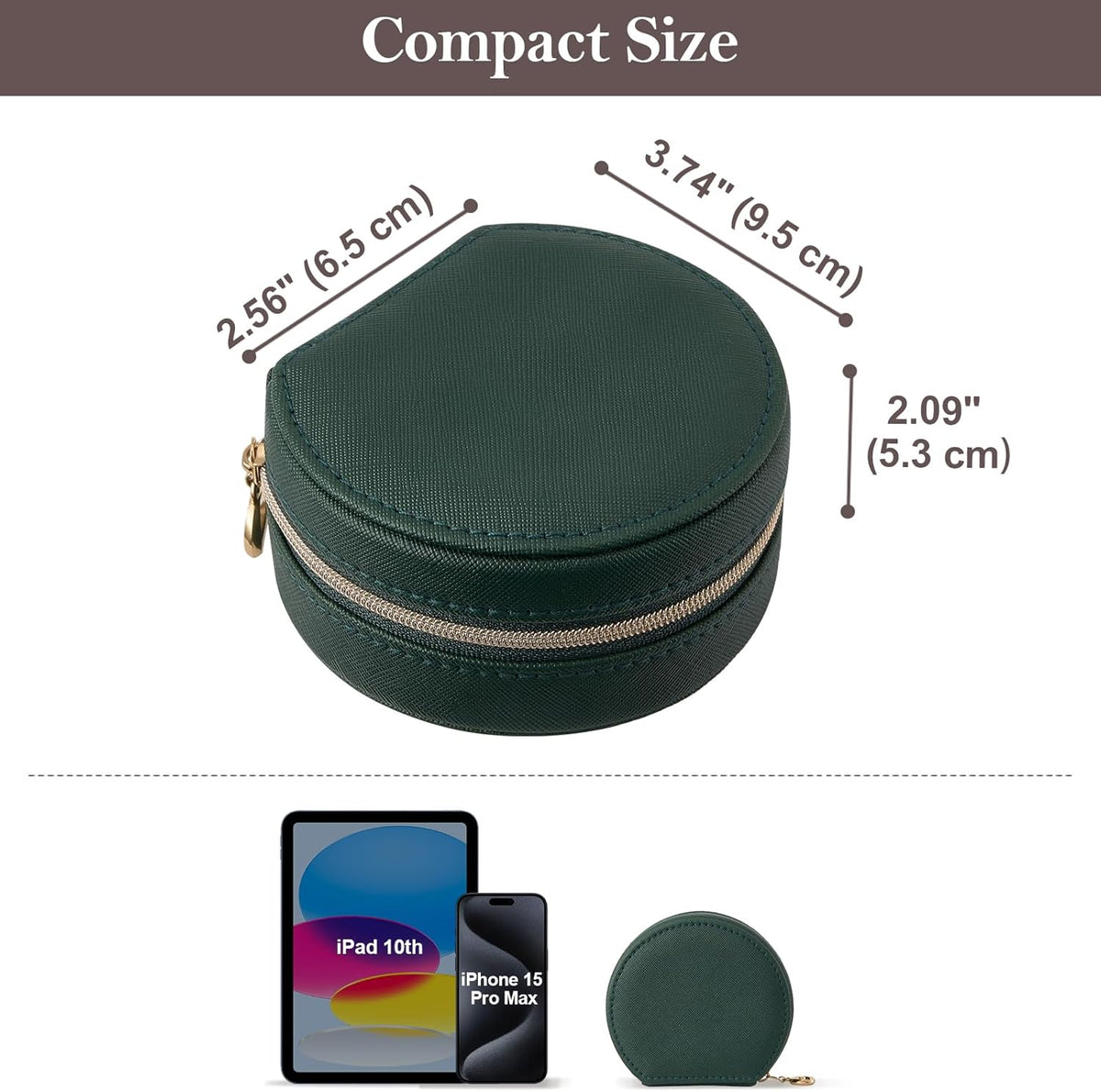 Travel Size Jewelry Box, Medium Portable Seashell-Shaped Jewelry Case, 2 Layer Jewelry Organizer in PU Leather for Women -Black