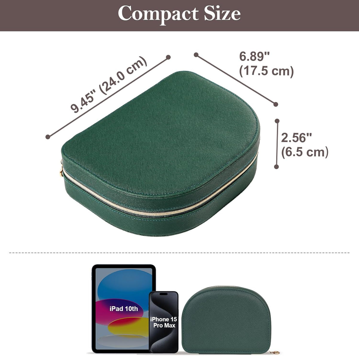 Travel Size Jewelry Box, Medium Portable Seashell-Shaped Jewelry Case, 2 Layer Jewelry Organizer in PU Leather for Women -Black