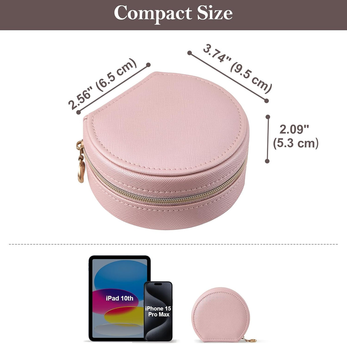 Travel Size Jewelry Box, Medium Portable Seashell-Shaped Jewelry Case, 2 Layer Jewelry Organizer in PU Leather for Women -Black