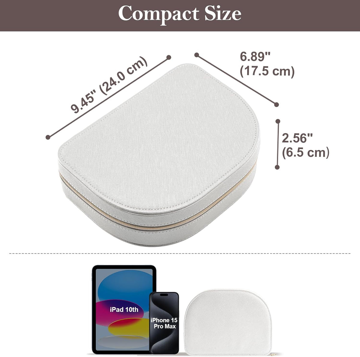 Travel Size Jewelry Box, Medium Portable Seashell-Shaped Jewelry Case, 2 Layer Jewelry Organizer in PU Leather for Women -Black