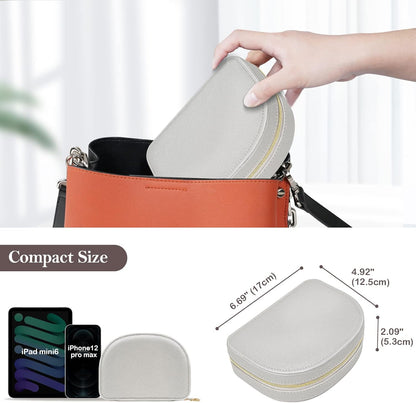 Travel Size Jewelry Box, Medium Portable Seashell-Shaped Jewelry Case, 2 Layer Jewelry Organizer in PU Leather for Women -Black