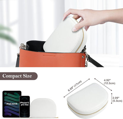 Travel Size Jewelry Box, Medium Portable Seashell-Shaped Jewelry Case, 2 Layer Jewelry Organizer in PU Leather for Women -Black