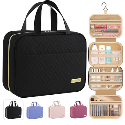 Travel Toiletry Bag - Hanging Toiletry Bag for Women & Men, Makeup Bag/Big Comparment, Waterproof for Travel Accessories, Travel Essentials, Medium, Black
