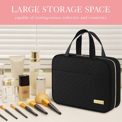 Travel Toiletry Bag - Hanging Toiletry Bag for Women & Men, Makeup Bag/Big Comparment, Waterproof for Travel Accessories, Travel Essentials, Medium, Black