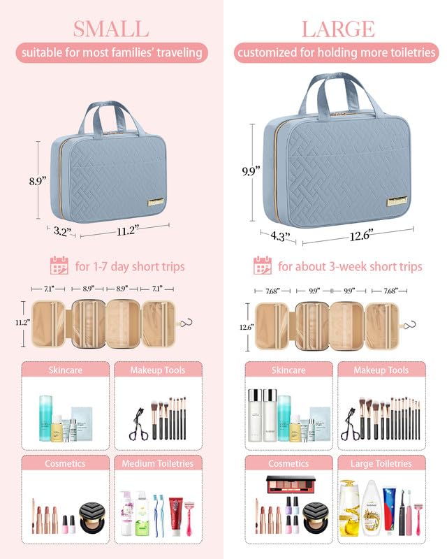 Travel Toiletry Bag - Hanging Toiletry Bag for Women & Men, Makeup Bag/Big Comparment, Waterproof for Travel Accessories, Travel Essentials, Medium, Black