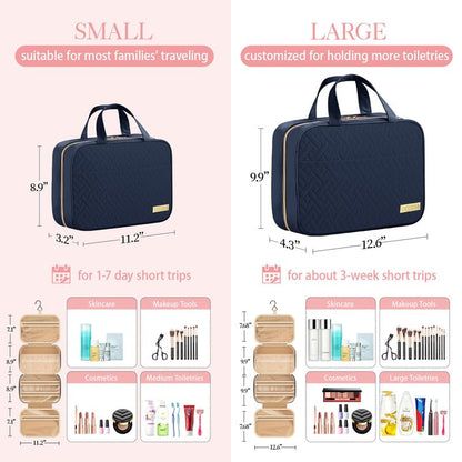 Travel Toiletry Bag - Hanging Toiletry Bag for Women & Men, Makeup Bag/Big Comparment, Waterproof for Travel Accessories, Travel Essentials, Medium, Black