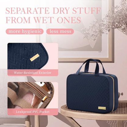 Travel Toiletry Bag - Hanging Toiletry Bag for Women & Men, Makeup Bag/Big Comparment, Waterproof for Travel Accessories, Travel Essentials, Medium, Black